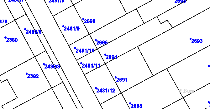 Parcela st. 2694 v KÚ Rohatec, Katastrální mapa