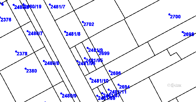 Parcela st. 2699 v KÚ Rohatec, Katastrální mapa