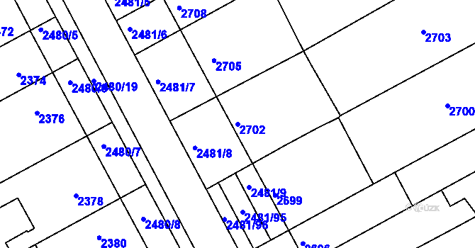 Parcela st. 2702 v KÚ Rohatec, Katastrální mapa