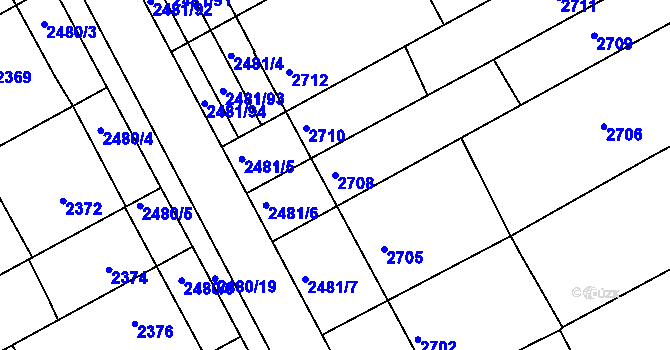 Parcela st. 2708 v KÚ Rohatec, Katastrální mapa