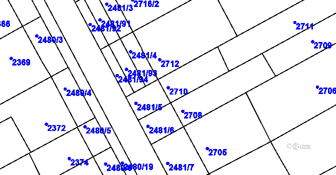 Parcela st. 2710 v KÚ Rohatec, Katastrální mapa
