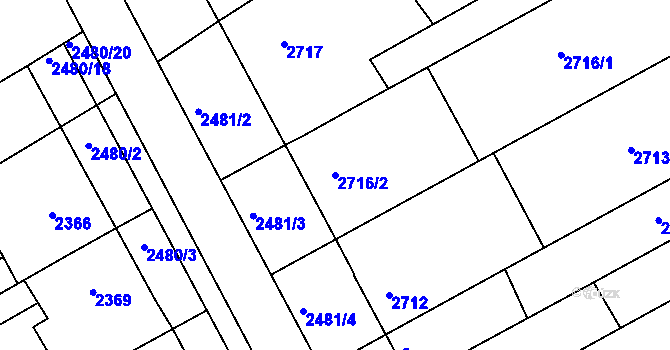 Parcela st. 2716/2 v KÚ Rohatec, Katastrální mapa