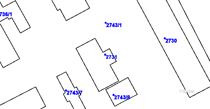 Parcela st. 2731 v KÚ Rohatec, Katastrální mapa