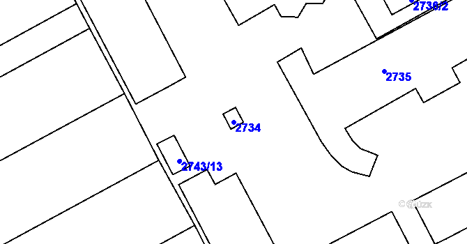 Parcela st. 2734 v KÚ Rohatec, Katastrální mapa