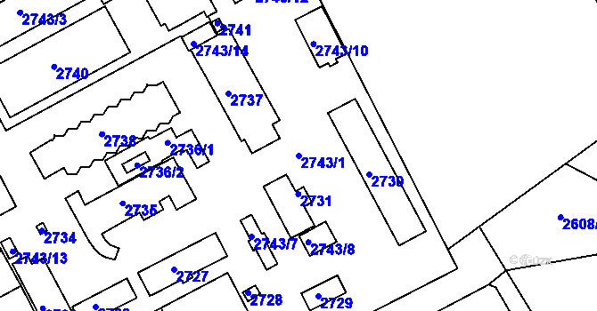 Parcela st. 2743/1 v KÚ Rohatec, Katastrální mapa