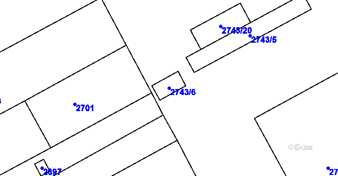 Parcela st. 2743/6 v KÚ Rohatec, Katastrální mapa