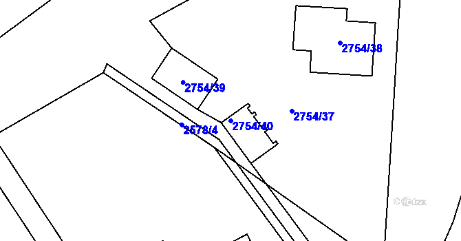 Parcela st. 2754/40 v KÚ Rohatec, Katastrální mapa