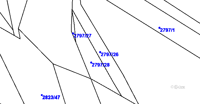 Parcela st. 2797/26 v KÚ Rohatec, Katastrální mapa