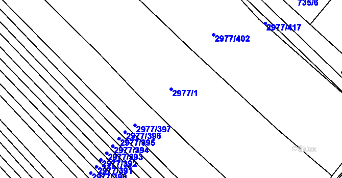 Parcela st. 2977/1 v KÚ Rohatec, Katastrální mapa