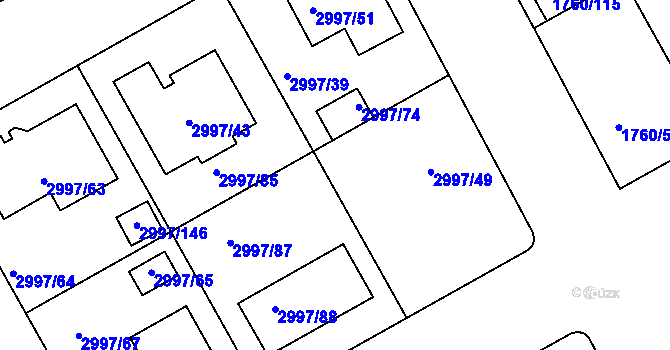 Parcela st. 2997/30 v KÚ Rohatec, Katastrální mapa