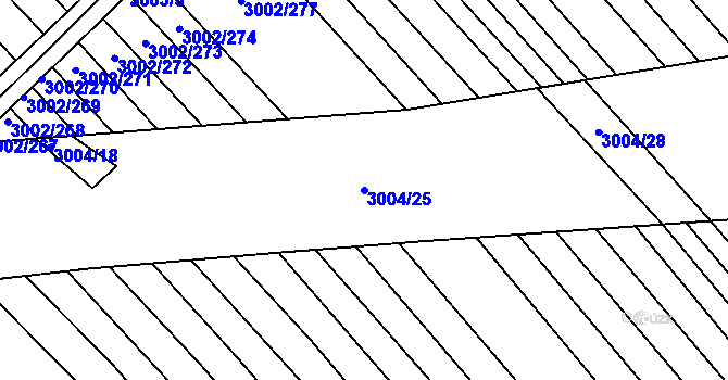 Parcela st. 3004/25 v KÚ Rohatec, Katastrální mapa