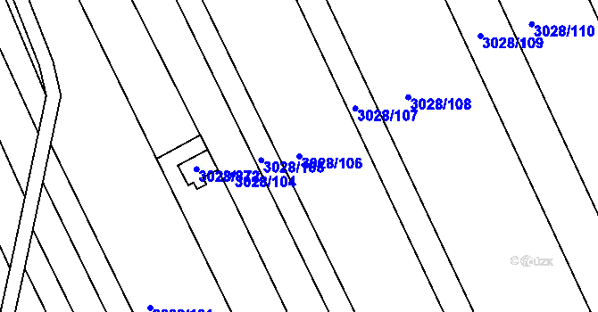 Parcela st. 3028/106 v KÚ Rohatec, Katastrální mapa