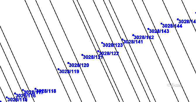 Parcela st. 3028/122 v KÚ Rohatec, Katastrální mapa