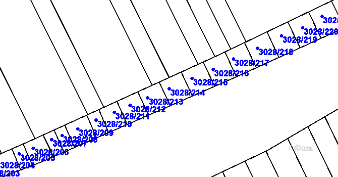 Parcela st. 3028/214 v KÚ Rohatec, Katastrální mapa