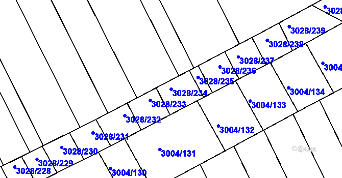 Parcela st. 3028/234 v KÚ Rohatec, Katastrální mapa