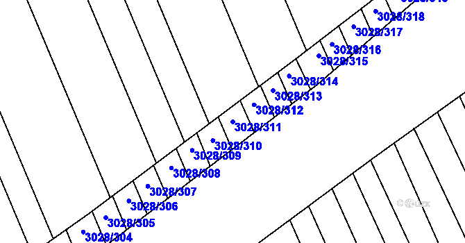 Parcela st. 3028/311 v KÚ Rohatec, Katastrální mapa
