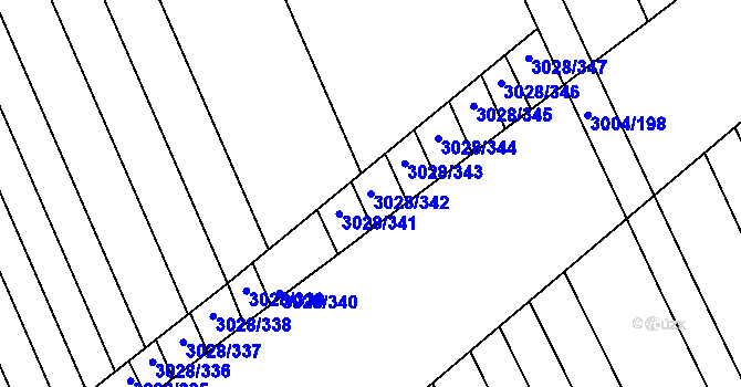 Parcela st. 3028/342 v KÚ Rohatec, Katastrální mapa