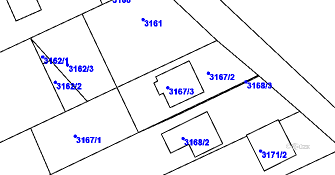 Parcela st. 3167/3 v KÚ Rohatec, Katastrální mapa