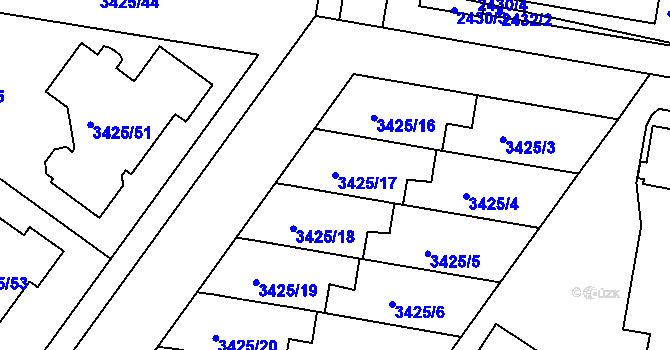 Parcela st. 3425/17 v KÚ Rohatec, Katastrální mapa