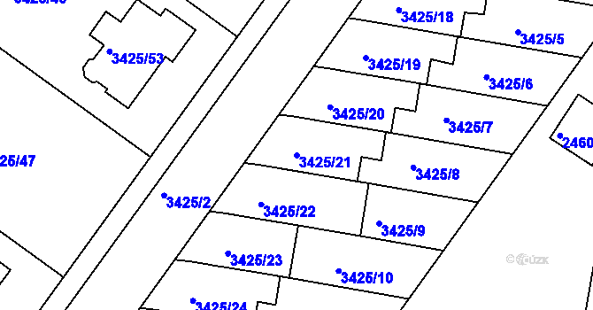 Parcela st. 3425/21 v KÚ Rohatec, Katastrální mapa