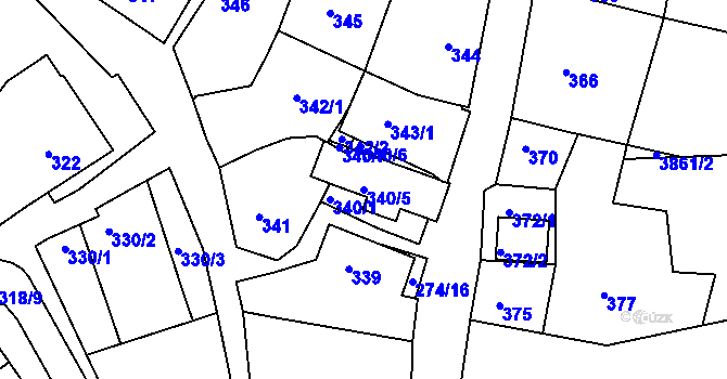 Parcela st. 340/5 v KÚ Rohatec, Katastrální mapa