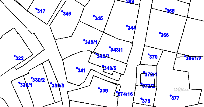 Parcela st. 340/6 v KÚ Rohatec, Katastrální mapa