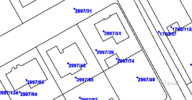 Parcela st. 2997/39 v KÚ Rohatec, Katastrální mapa