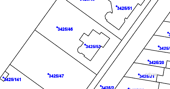 Parcela st. 3425/53 v KÚ Rohatec, Katastrální mapa