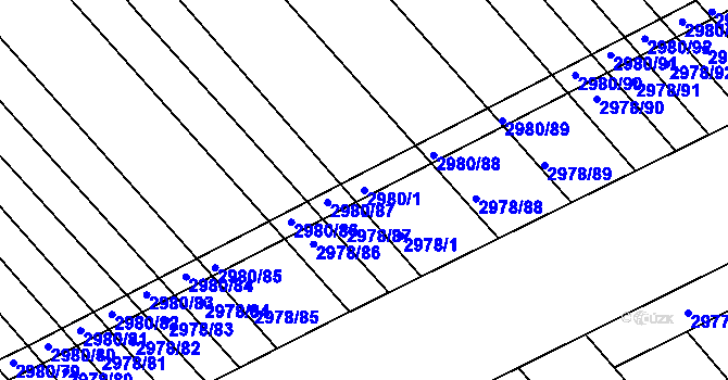 Parcela st. 2980/1 v KÚ Rohatec, Katastrální mapa