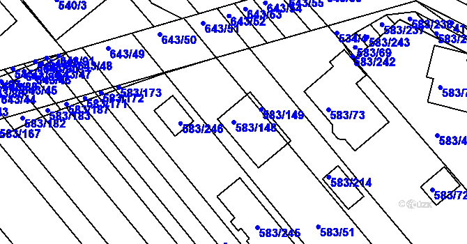Parcela st. 583/148 v KÚ Rohatec, Katastrální mapa