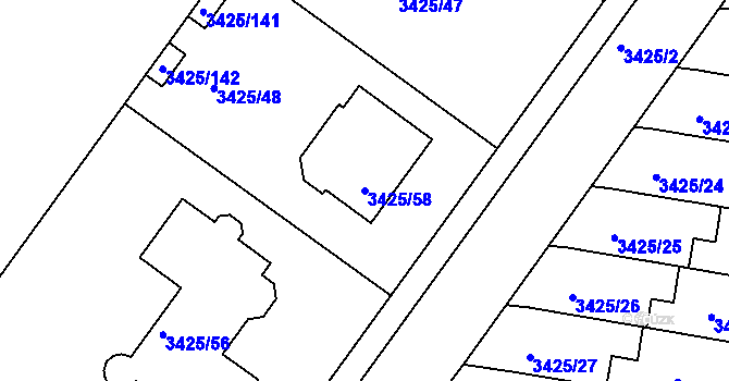 Parcela st. 3425/58 v KÚ Rohatec, Katastrální mapa
