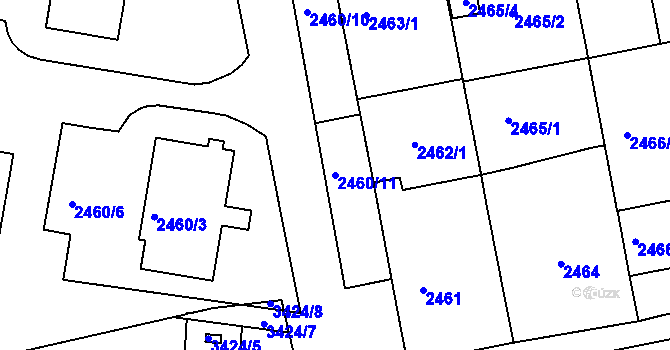 Parcela st. 2460/11 v KÚ Rohatec, Katastrální mapa