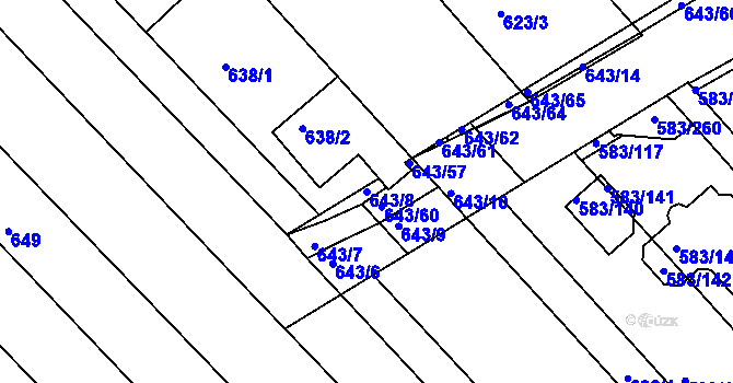 Parcela st. 643/8 v KÚ Rohatec, Katastrální mapa