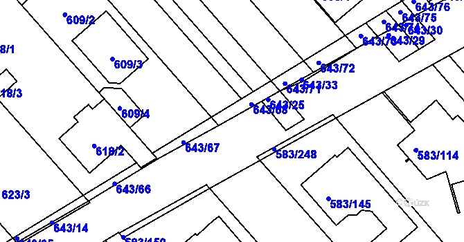 Parcela st. 643/23 v KÚ Rohatec, Katastrální mapa