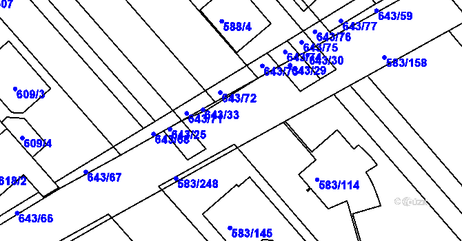 Parcela st. 643/27 v KÚ Rohatec, Katastrální mapa