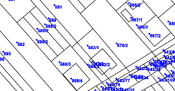 Parcela st. 582/1 v KÚ Rohatec, Katastrální mapa