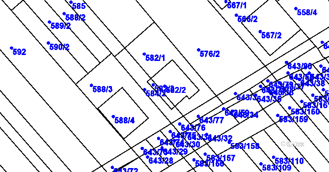 Parcela st. 582/2 v KÚ Rohatec, Katastrální mapa