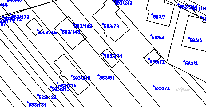 Parcela st. 583/214 v KÚ Rohatec, Katastrální mapa