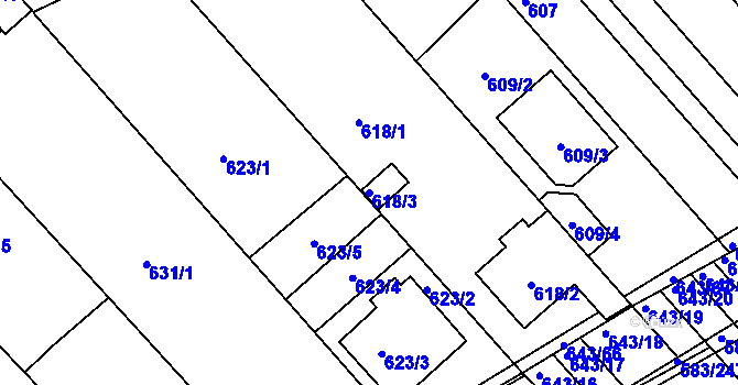 Parcela st. 618/3 v KÚ Rohatec, Katastrální mapa