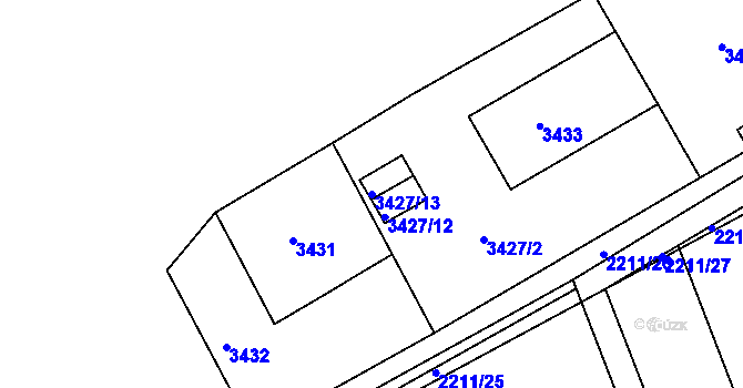 Parcela st. 3427/13 v KÚ Rohatec, Katastrální mapa