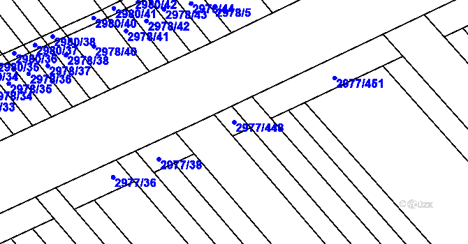 Parcela st. 2977/448 v KÚ Rohatec, Katastrální mapa