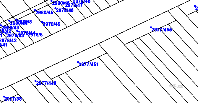 Parcela st. 2977/452 v KÚ Rohatec, Katastrální mapa