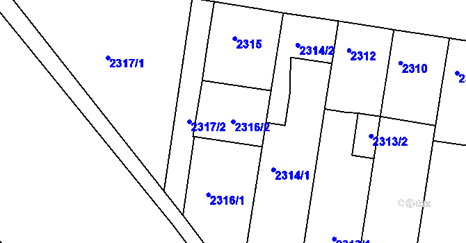 Parcela st. 2316/2 v KÚ Rohatec, Katastrální mapa