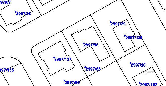 Parcela st. 2997/96 v KÚ Rohatec, Katastrální mapa