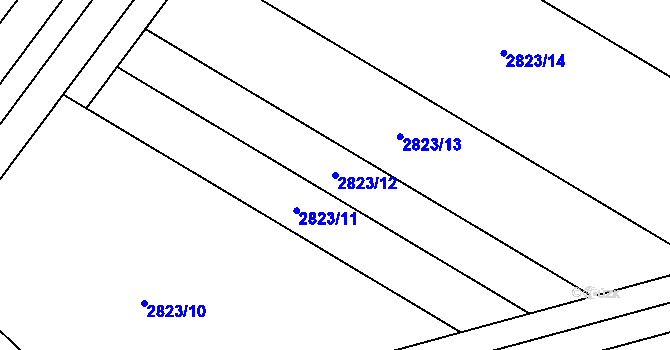 Parcela st. 2823/12 v KÚ Rohatec, Katastrální mapa