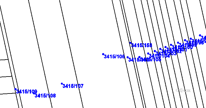 Parcela st. 3415/106 v KÚ Rohatec, Katastrální mapa