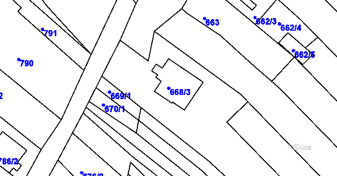Parcela st. 668/3 v KÚ Rohatec, Katastrální mapa
