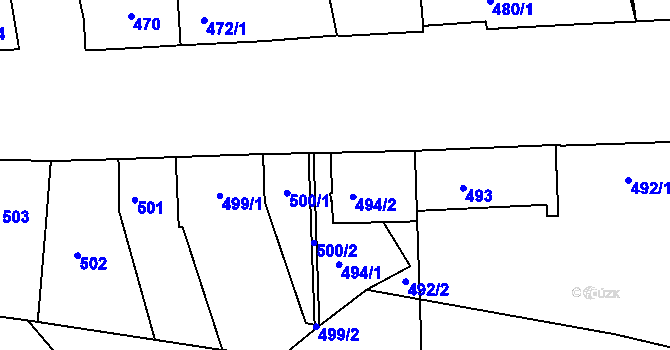 Parcela st. 494/3 v KÚ Rohatec, Katastrální mapa