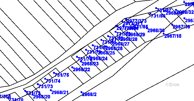 Parcela st. 2968/25 v KÚ Rohatec, Katastrální mapa