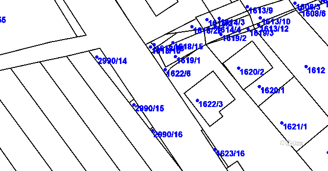 Parcela st. 1623/18 v KÚ Rohatec, Katastrální mapa